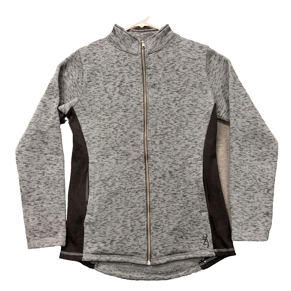 Browning Jacket Mens Medium Gray Full Zip Fleece Colorblock Hunting Outdoor